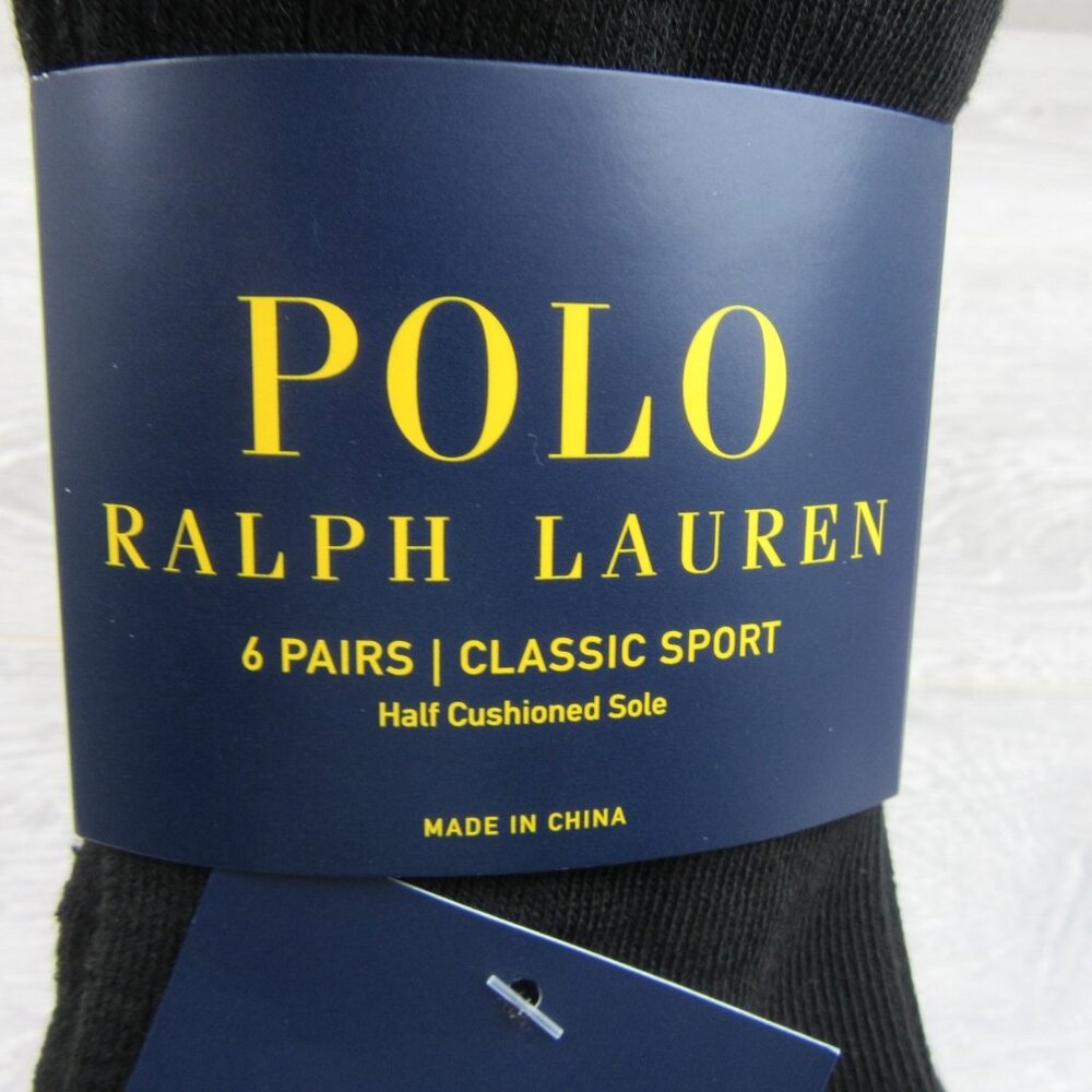 Polo Ralph Lauren Classic Sport Low Cut Socks Mens Size 6-13 Black (6-Pack) NEW - Picture 3 of 9